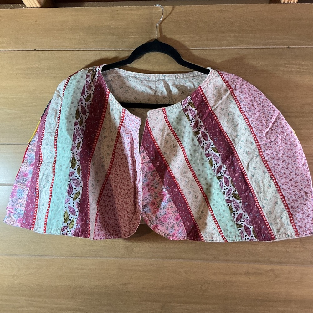 Handmade Patchwork Multicolor Shawl/ shrug  for Women Boho Vintage reversible